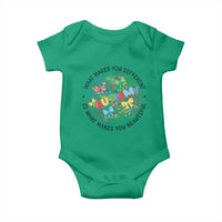 Funny Autism Awareness What Makes You Different Is What Makes You Beautiful Baby Onesie Coquette Puzzle