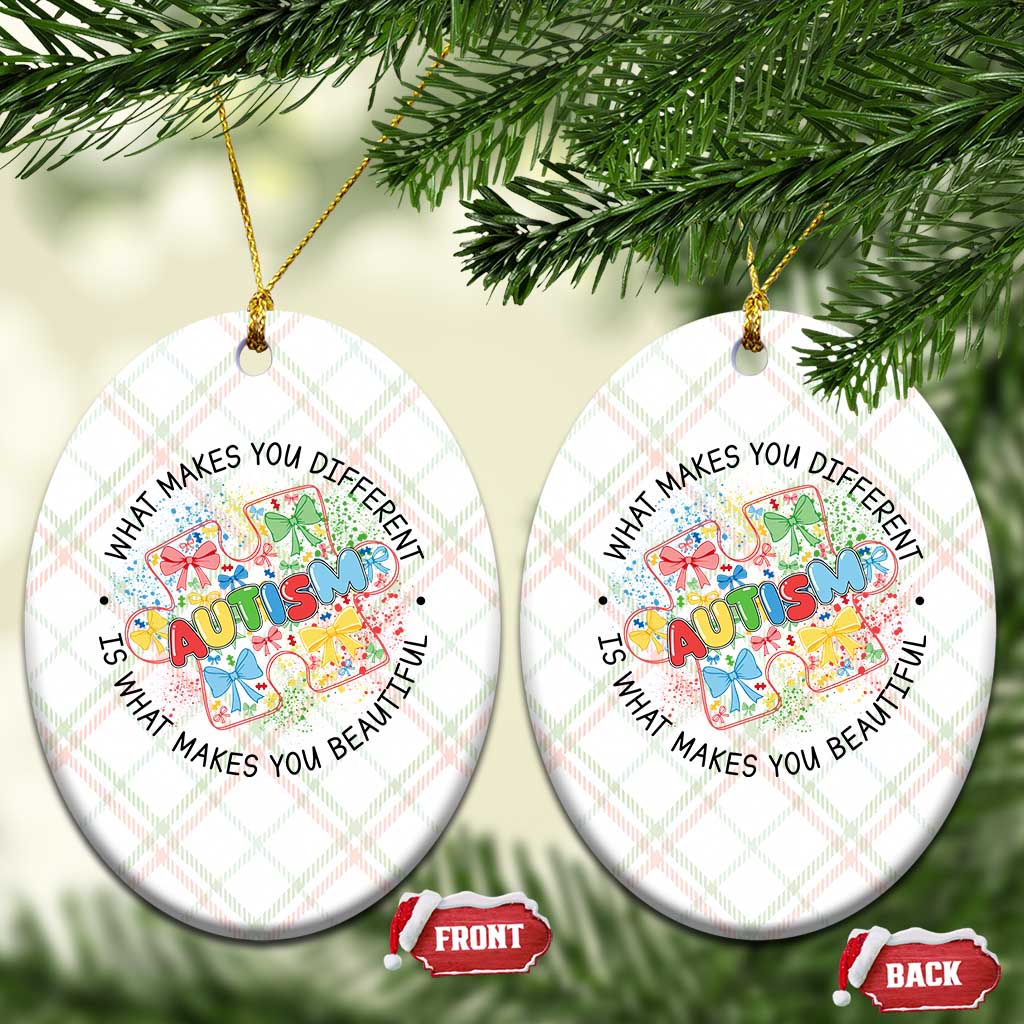 Funny Autism Awareness What Makes You Different Is What Makes You Beautiful Ceramic Ornament Coquette Puzzle