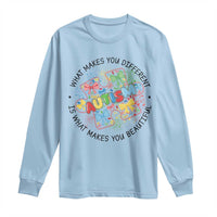 Funny Autism Awareness What Makes You Different Is What Makes You Beautiful Long Sleeve Shirt Coquette Puzzle