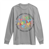 Funny Autism Awareness What Makes You Different Is What Makes You Beautiful Long Sleeve Shirt Coquette Puzzle