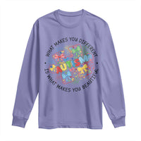 Funny Autism Awareness What Makes You Different Is What Makes You Beautiful Long Sleeve Shirt Coquette Puzzle