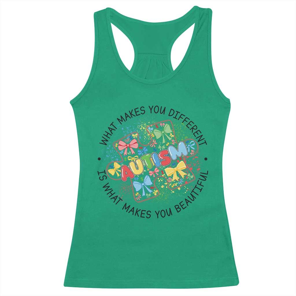 Funny Autism Awareness What Makes You Different Is What Makes You Beautiful Racerback Tank Top Coquette Puzzle