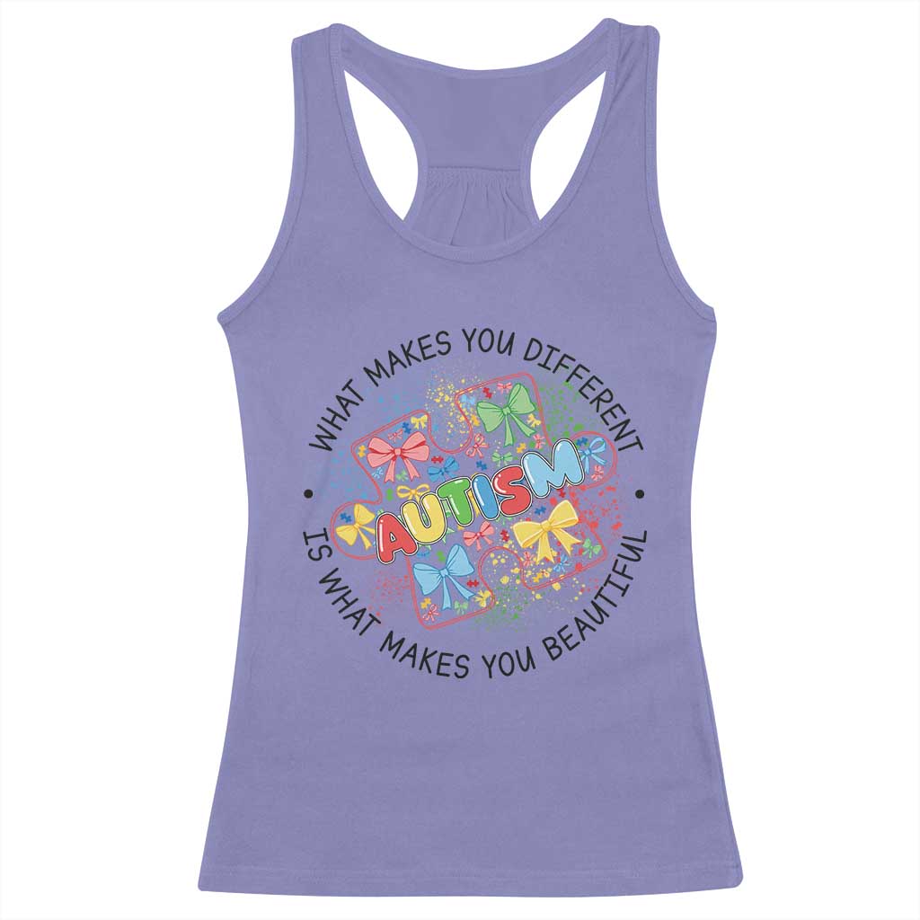 Funny Autism Awareness What Makes You Different Is What Makes You Beautiful Racerback Tank Top Coquette Puzzle