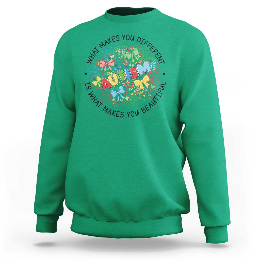 Funny Autism Awareness What Makes You Different Is What Makes You Beautiful Sweatshirt Coquette Puzzle