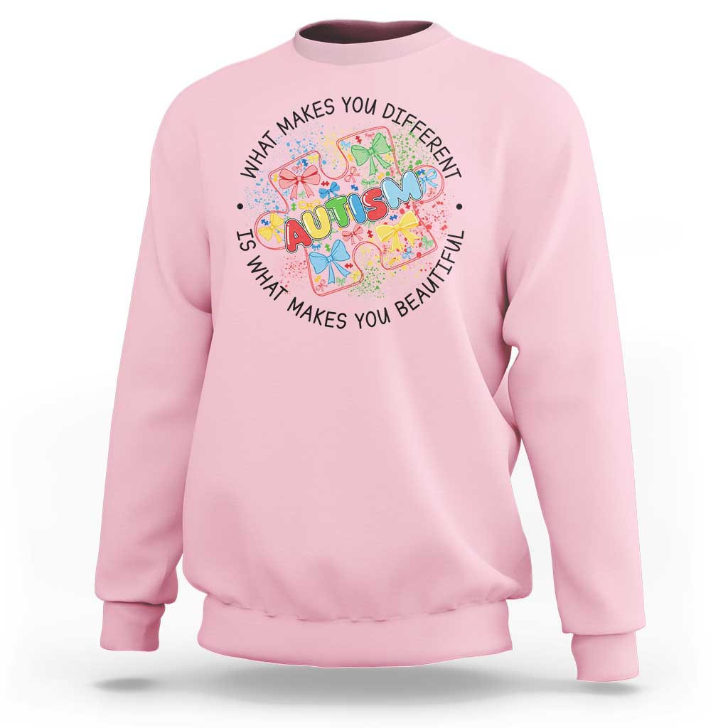 Funny Autism Awareness What Makes You Different Is What Makes You Beautiful Sweatshirt Coquette Puzzle