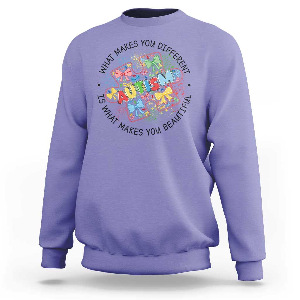 Funny Autism Awareness What Makes You Different Is What Makes You Beautiful Sweatshirt Coquette Puzzle