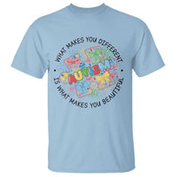 Funny Autism Awareness What Makes You Different Is What Makes You Beautiful T Shirt Coquette Puzzle