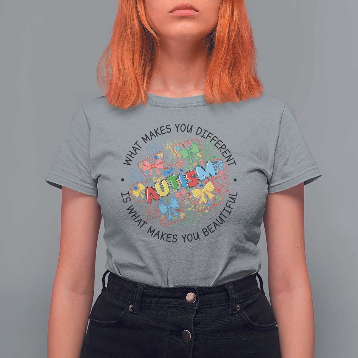 Funny Autism Awareness What Makes You Different Is What Makes You Beautiful T Shirt For Women Coquette Puzzle