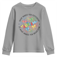 Funny Autism Awareness What Makes You Different Is What Makes You Beautiful Youth Sweatshirt Coquette Puzzle