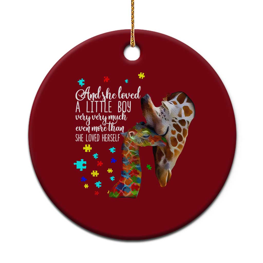 And She Loved A Little Boy Very Much Even More Than She Loved Herself Ceramic Ornament Autism Awareness Giraffes