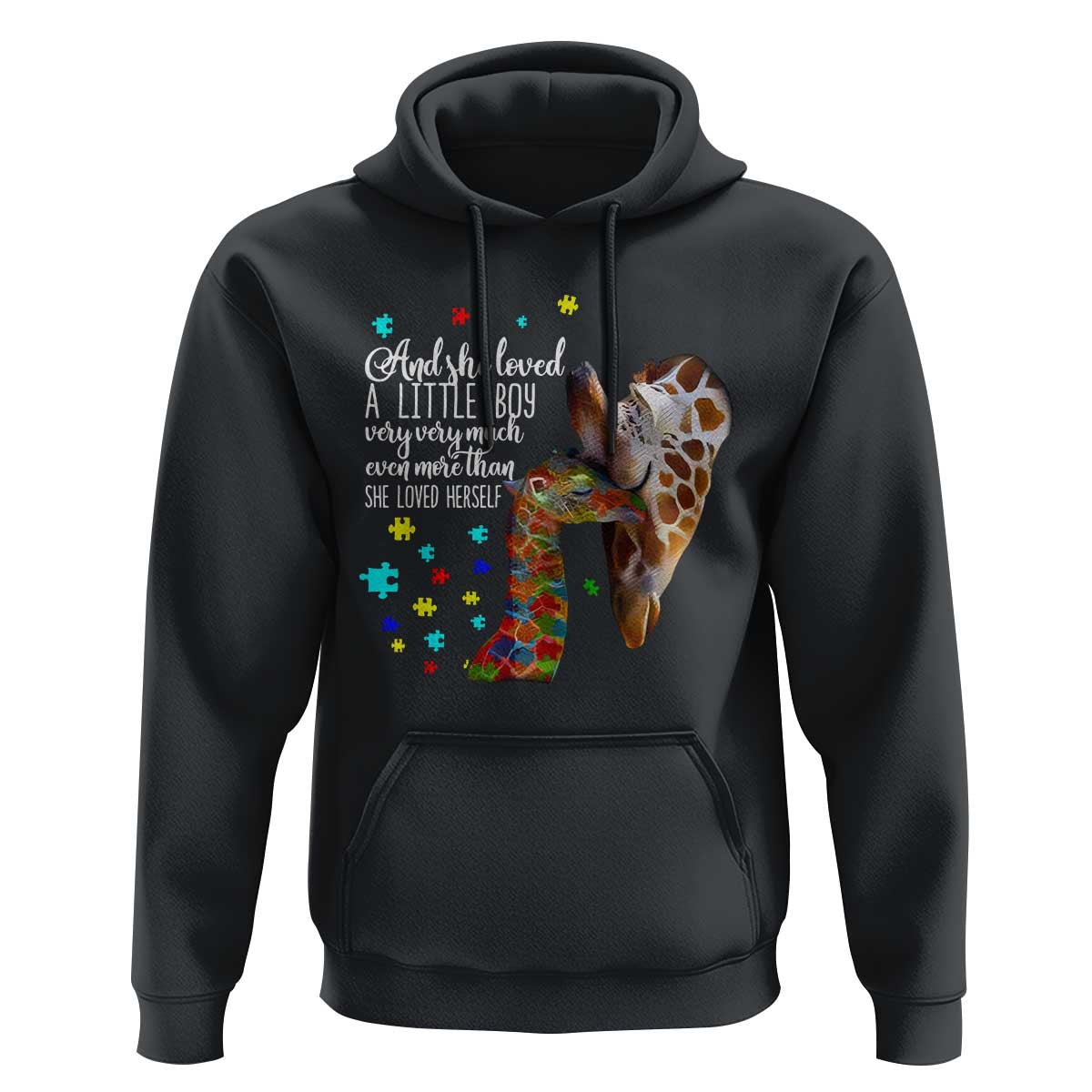 And She Loved A Little Boy Very Much Even More Than She Loved Herself Hoodie Autism Awareness Giraffes