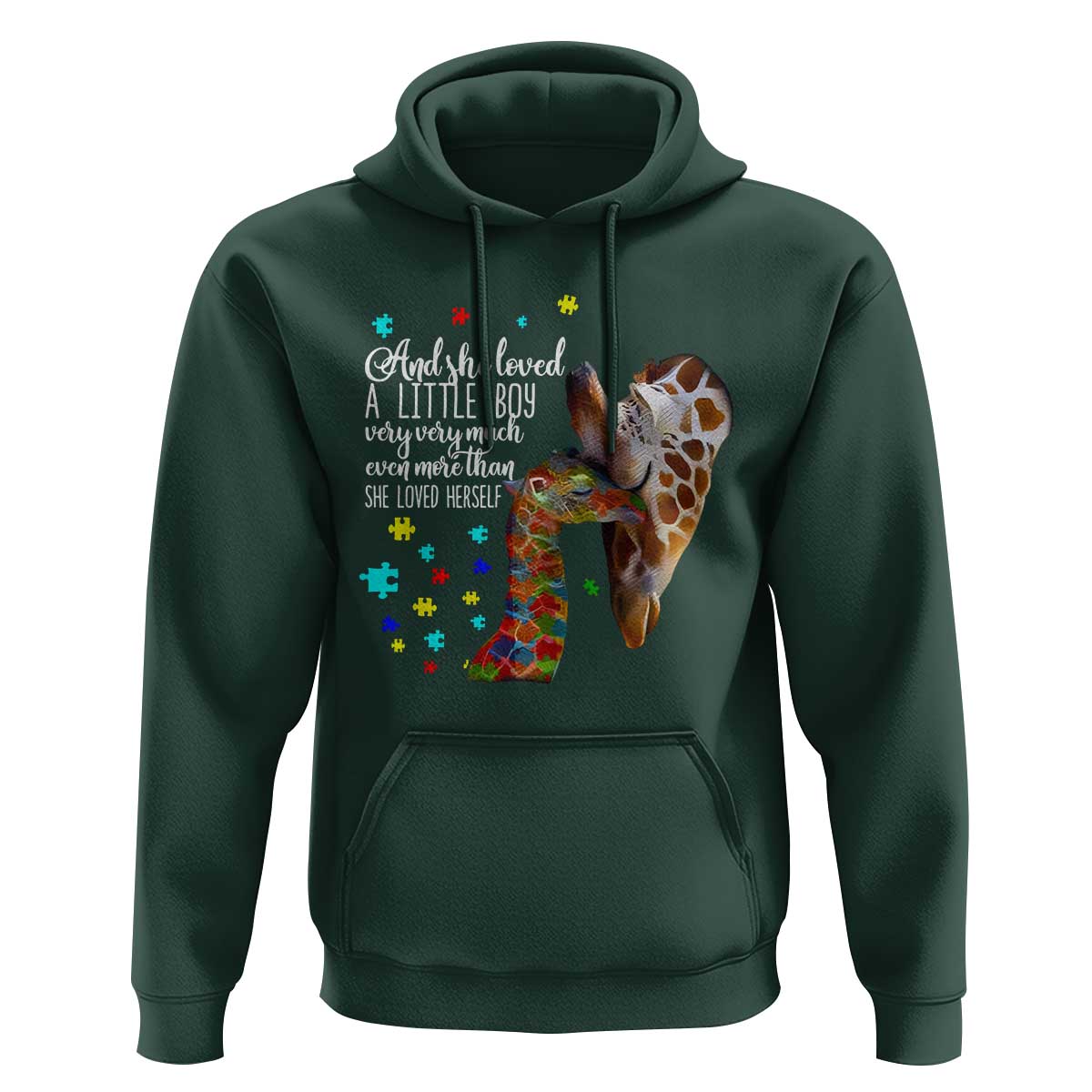 And She Loved A Little Boy Very Much Even More Than She Loved Herself Hoodie Autism Awareness Giraffes