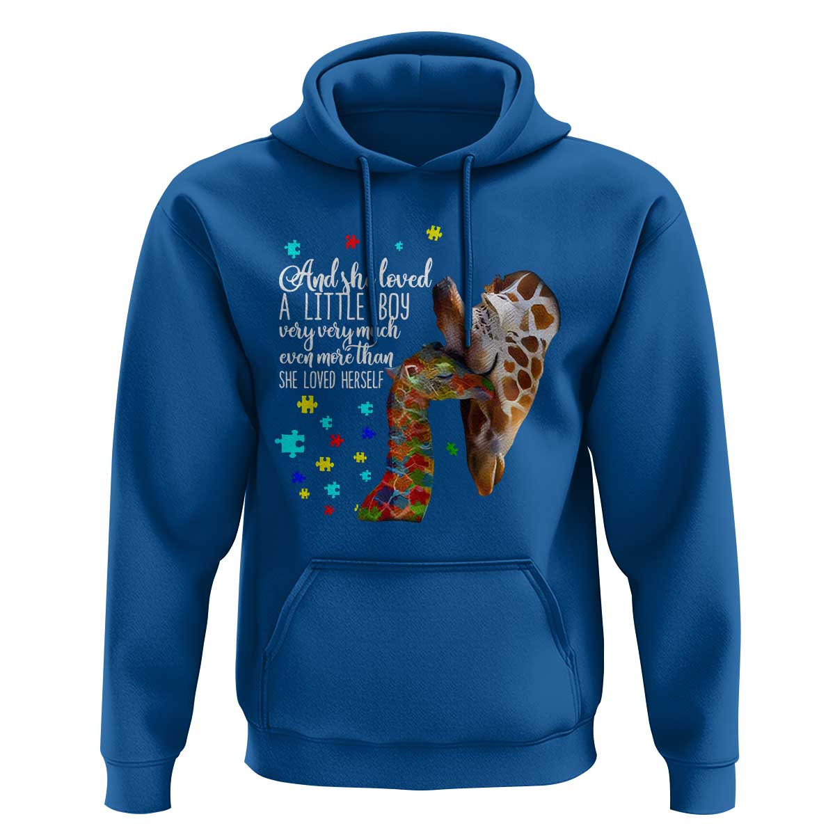 And She Loved A Little Boy Very Much Even More Than She Loved Herself Hoodie Autism Awareness Giraffes