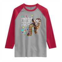 And She Loved A Little Boy Very Much Even More Than She Loved Herself Raglan Shirt Autism Awareness Giraffes