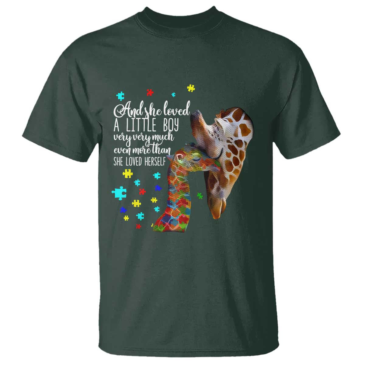 And She Loved A Little Boy Very Much Even More Than She Loved Herself T Shirt Autism Awareness Giraffes