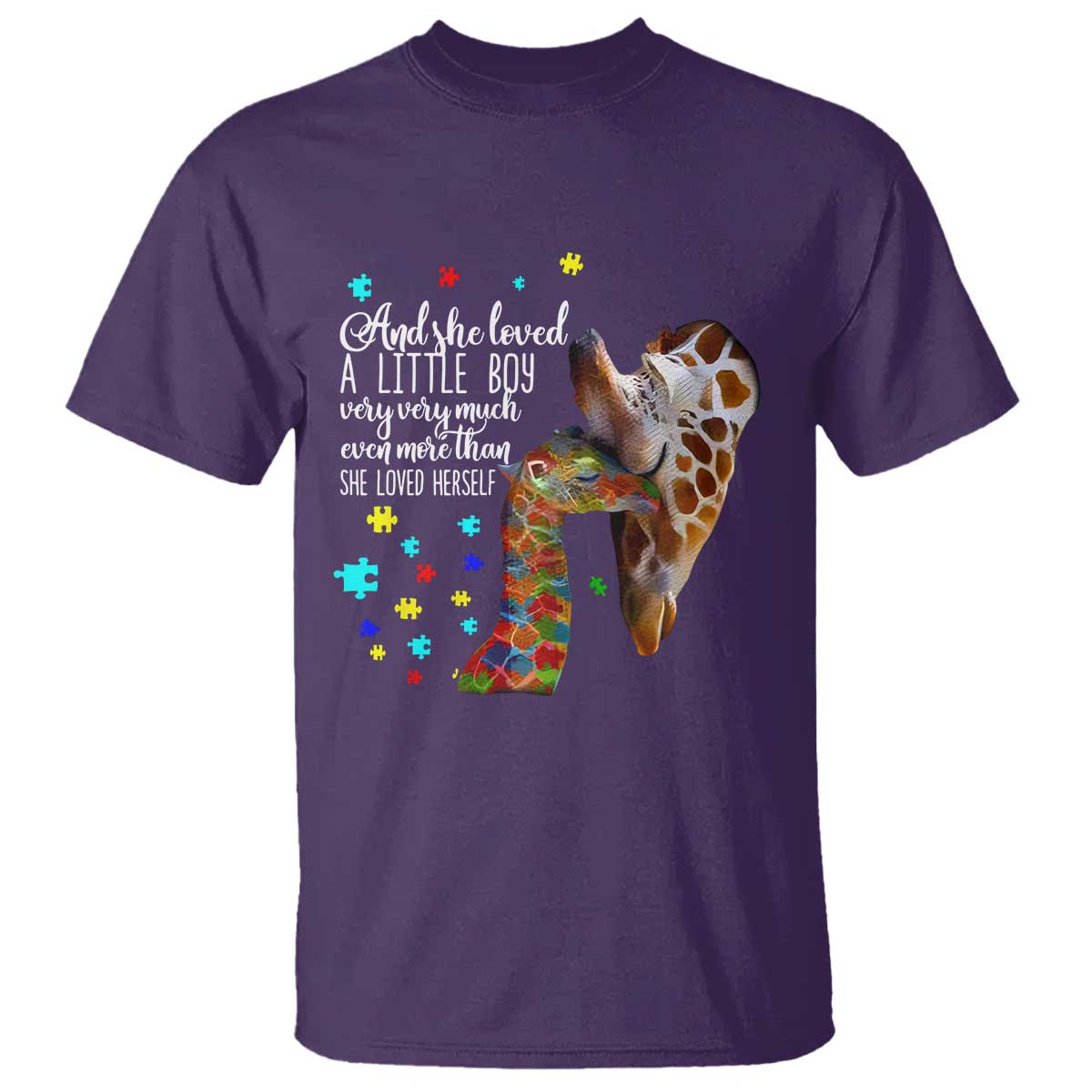 And She Loved A Little Boy Very Much Even More Than She Loved Herself T Shirt Autism Awareness Giraffes