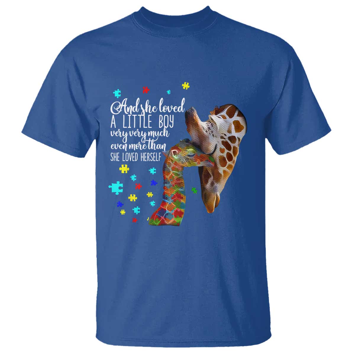 And She Loved A Little Boy Very Much Even More Than She Loved Herself T Shirt Autism Awareness Giraffes