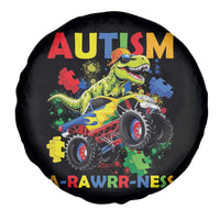 Funny Autism Awareness Dinosaur Spare Tire Cover Autism Arawrrness Monster Truck Puzzle Pieces