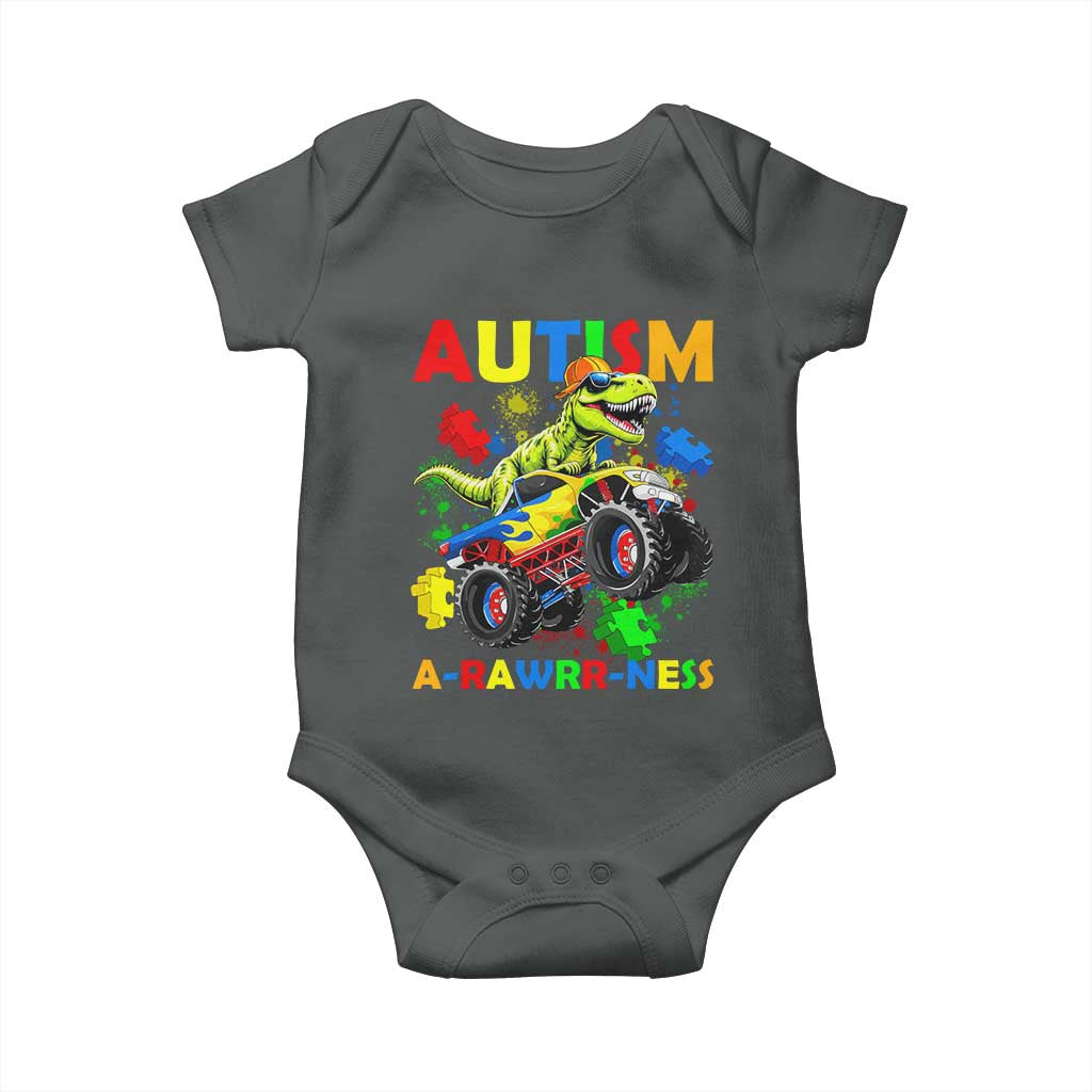 Funny Autism Awareness Dinosaur Baby Onesie Autism Arawrrness Monster Truck Puzzle Pieces