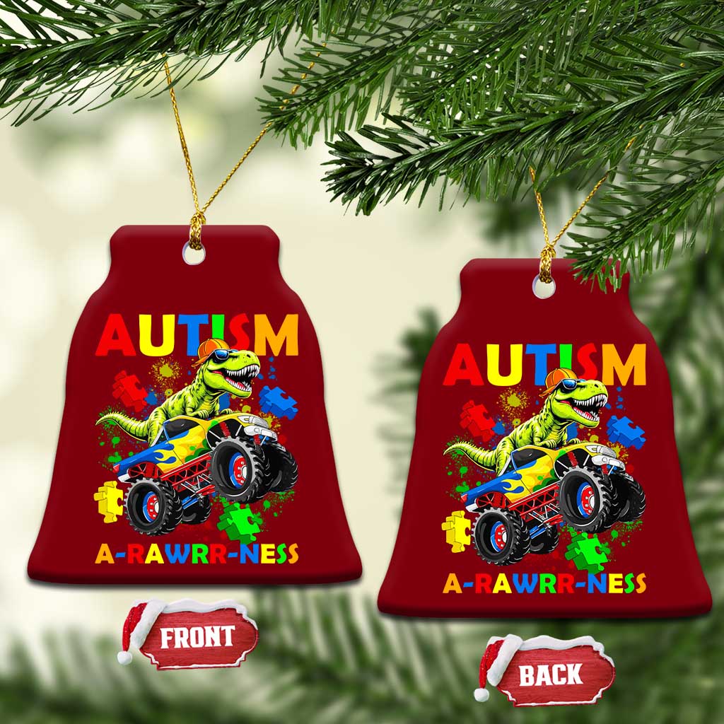 Funny Autism Awareness Dinosaur Ceramic Ornament Autism Arawrrness Monster Truck Puzzle Pieces