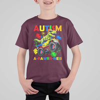 Funny Autism Awareness Dinosaur T Shirt For Kid Autism Arawrrness Monster Truck Puzzle Pieces