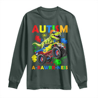 Funny Autism Awareness Dinosaur Long Sleeve Shirt Autism Arawrrness Monster Truck Puzzle Pieces