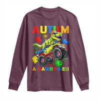 Funny Autism Awareness Dinosaur Long Sleeve Shirt Autism Arawrrness Monster Truck Puzzle Pieces