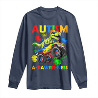 Funny Autism Awareness Dinosaur Long Sleeve Shirt Autism Arawrrness Monster Truck Puzzle Pieces