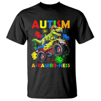 Funny Autism Awareness Dinosaur T Shirt Autism Arawrrness Monster Truck Puzzle Pieces
