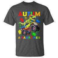 Funny Autism Awareness Dinosaur T Shirt Autism Arawrrness Monster Truck Puzzle Pieces