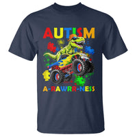 Funny Autism Awareness Dinosaur T Shirt Autism Arawrrness Monster Truck Puzzle Pieces