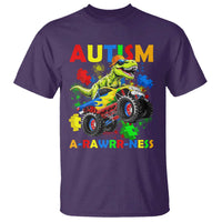 Funny Autism Awareness Dinosaur T Shirt Autism Arawrrness Monster Truck Puzzle Pieces