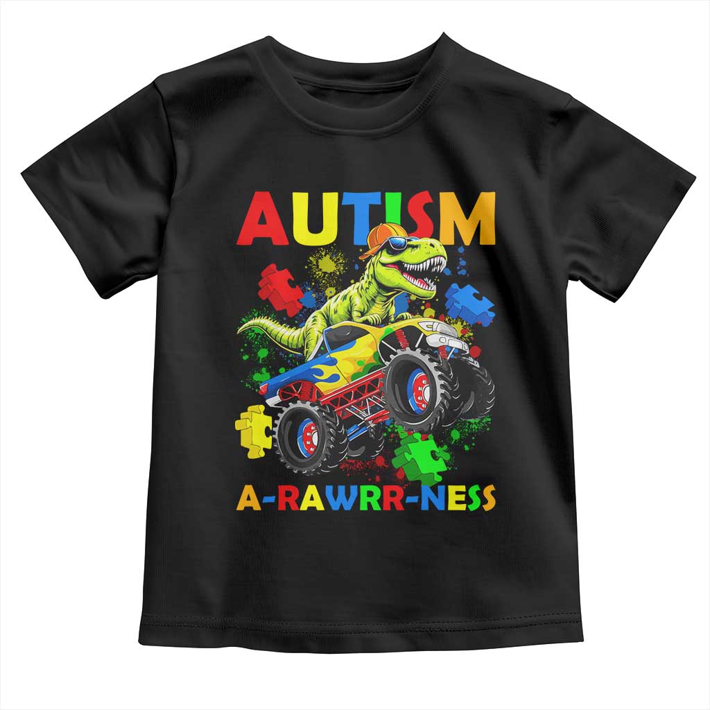 Funny Autism Awareness Dinosaur Toddler T Shirt Autism Arawrrness Monster Truck Puzzle Pieces