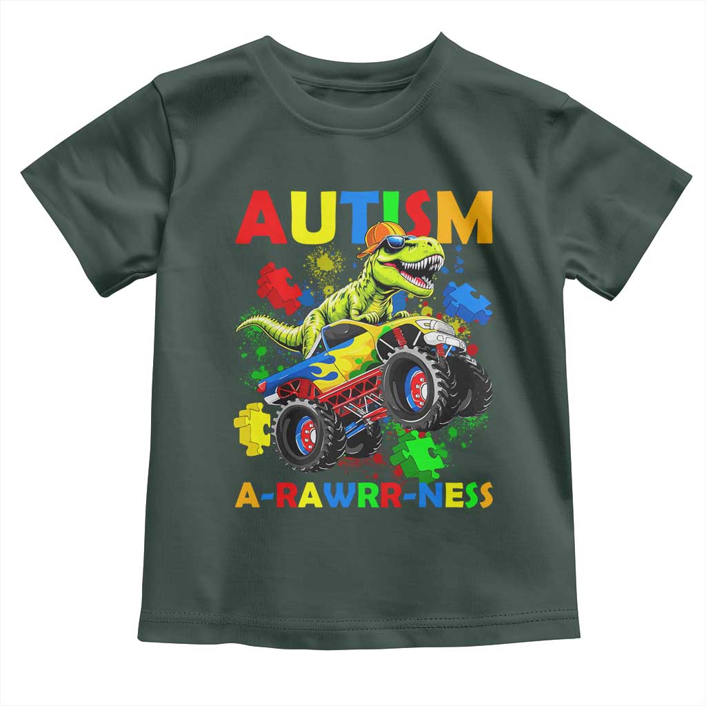 Funny Autism Awareness Dinosaur Toddler T Shirt Autism Arawrrness Monster Truck Puzzle Pieces