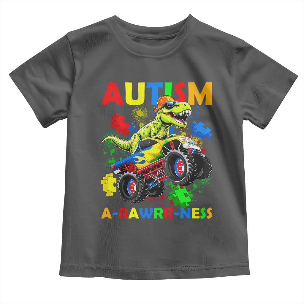 Funny Autism Awareness Dinosaur Toddler T Shirt Autism Arawrrness Monster Truck Puzzle Pieces