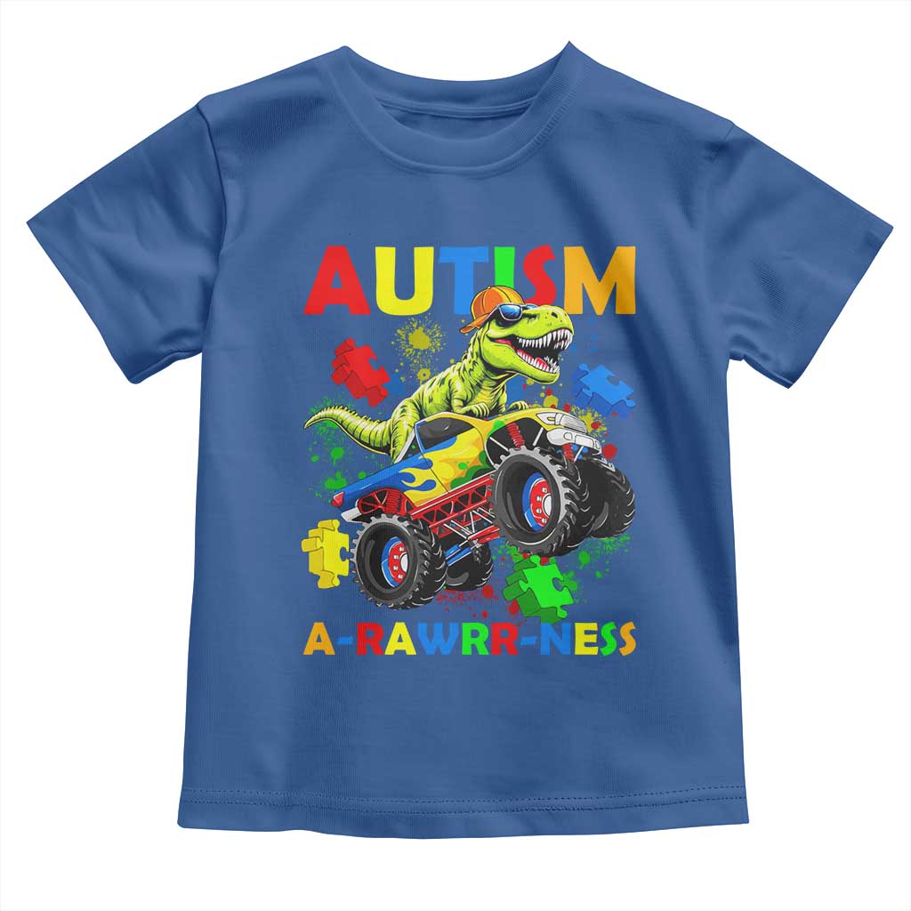 Funny Autism Awareness Dinosaur Toddler T Shirt Autism Arawrrness Monster Truck Puzzle Pieces