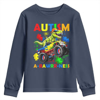 Funny Autism Awareness Dinosaur Youth Sweatshirt Autism Arawrrness Monster Truck Puzzle Pieces