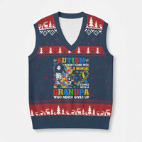 Autism Grandpa V-Neck Knit Sweater Vest Autism Doesn't Come With A Manual It Comes With A Grandpa