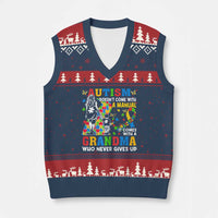 Autism Grandma V-Neck Knit Sweater Vest Autism Doesn't Come With A Manual It Comes With A Grandma