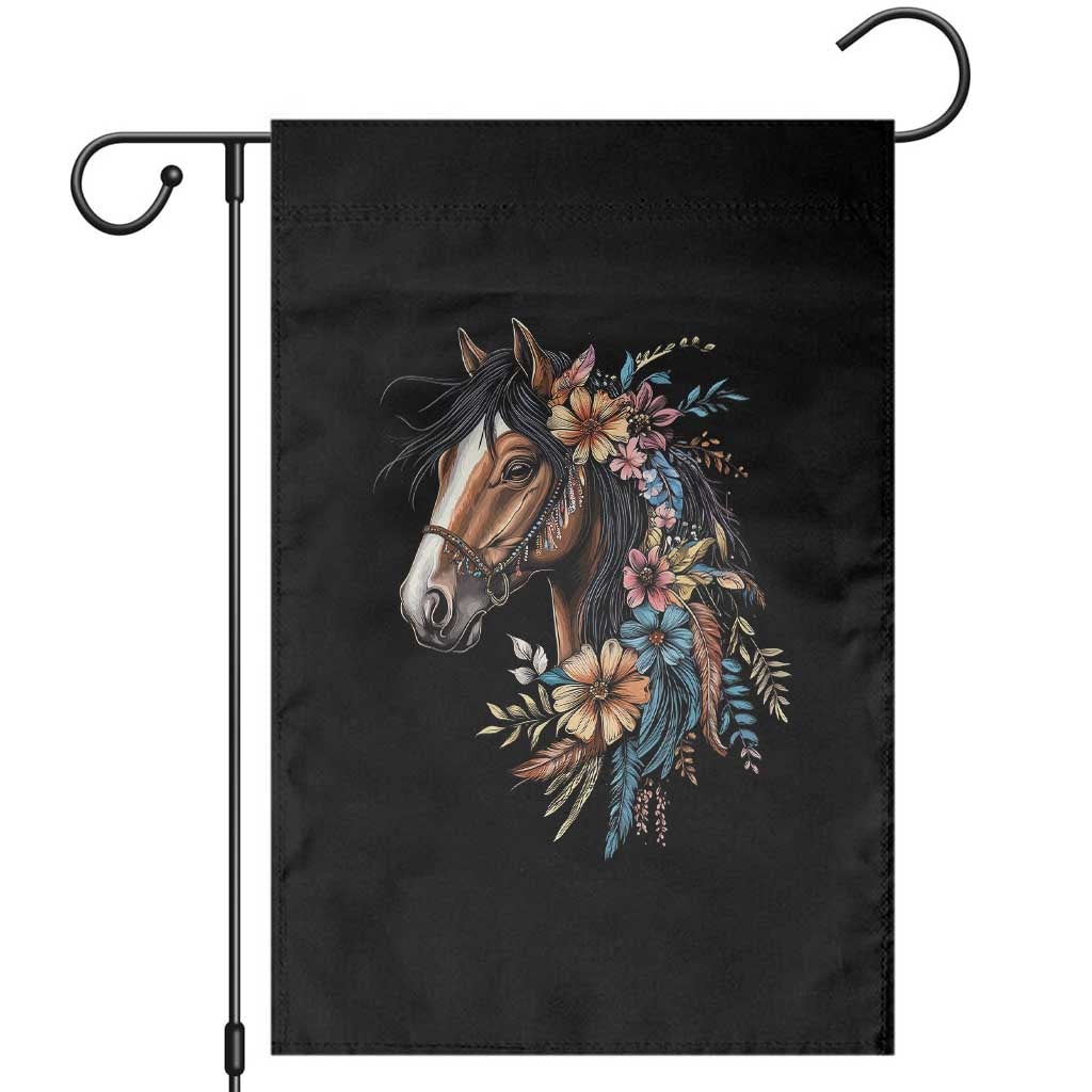 Floral Wild Horse Country Horse Riding Garden Flag