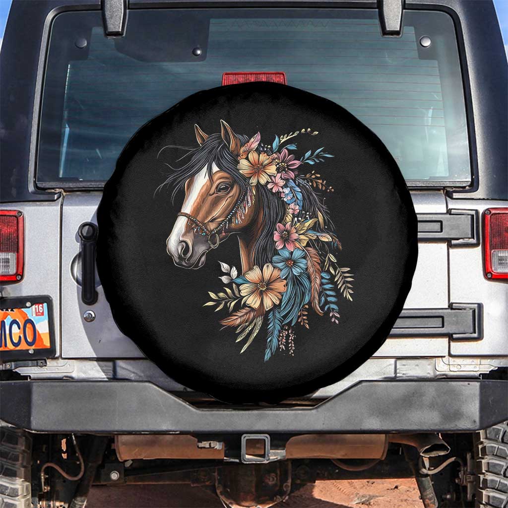 Floral Wild Horse Country Horse Riding Spare Tire Cover