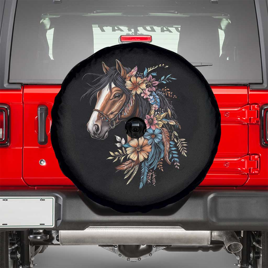 Floral Wild Horse Country Horse Riding Spare Tire Cover