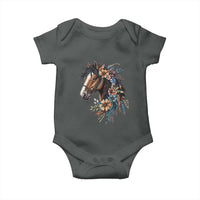 Floral Wild Horse Country Horse Riding Baby Onesie
