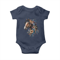 Floral Wild Horse Country Horse Riding Baby Onesie