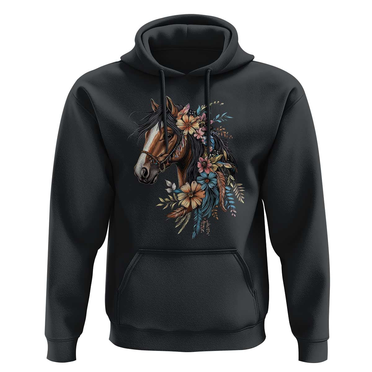 Floral Wild Horse Country Horse Riding Hoodie