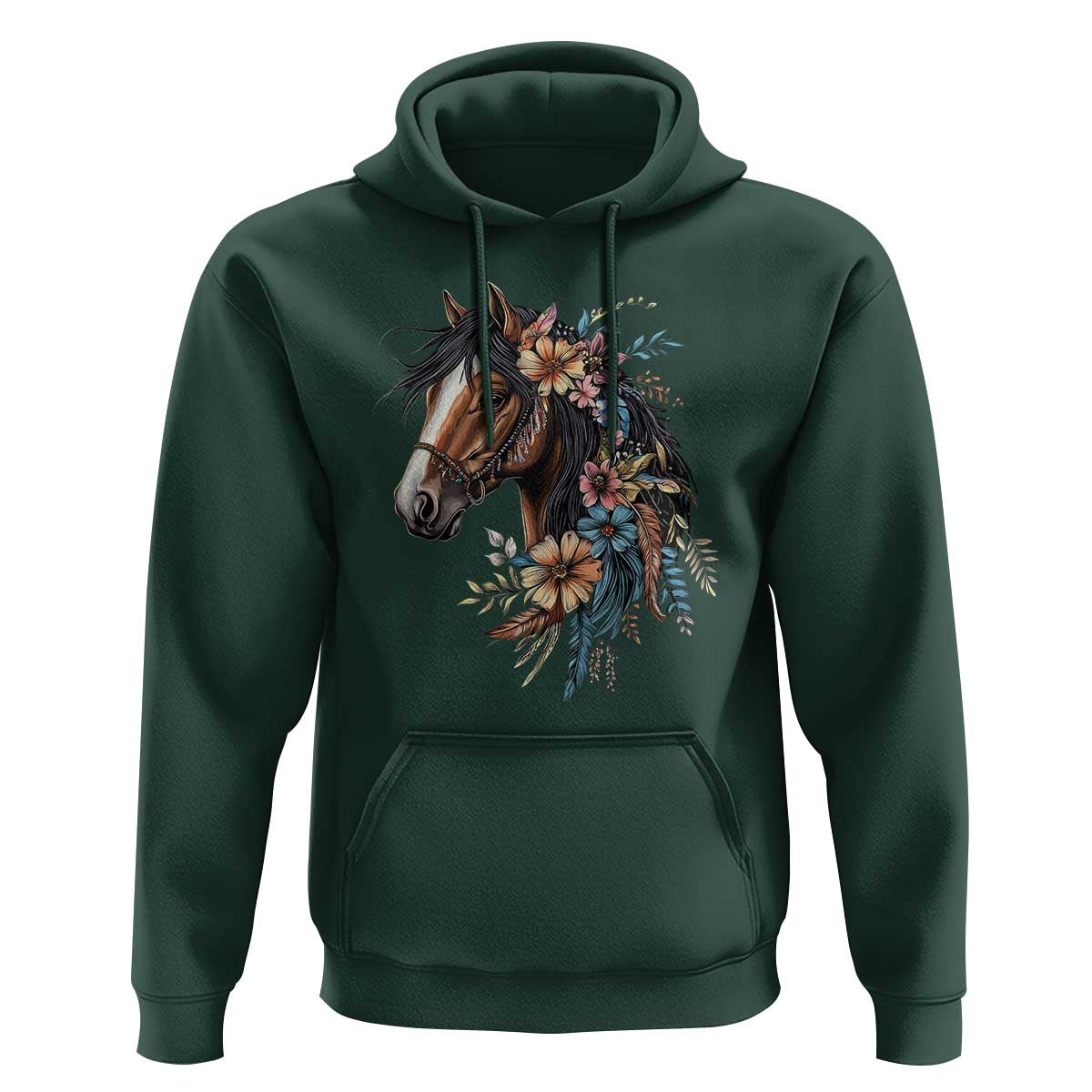 Floral Wild Horse Country Horse Riding Hoodie