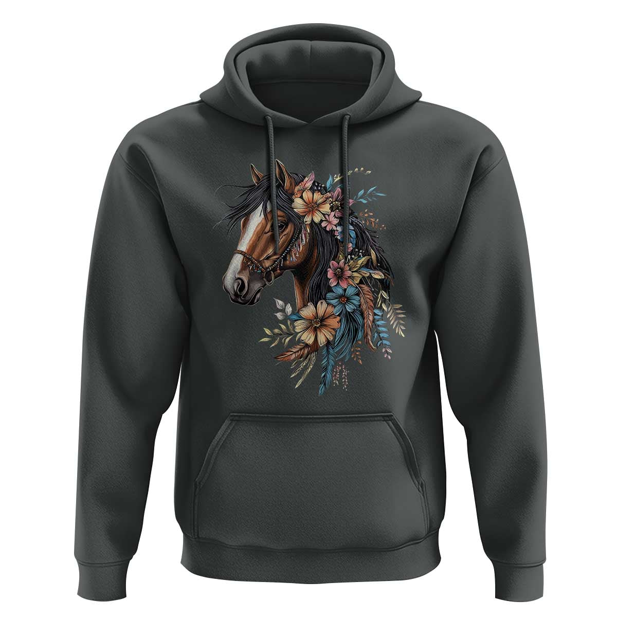 Floral Wild Horse Country Horse Riding Hoodie