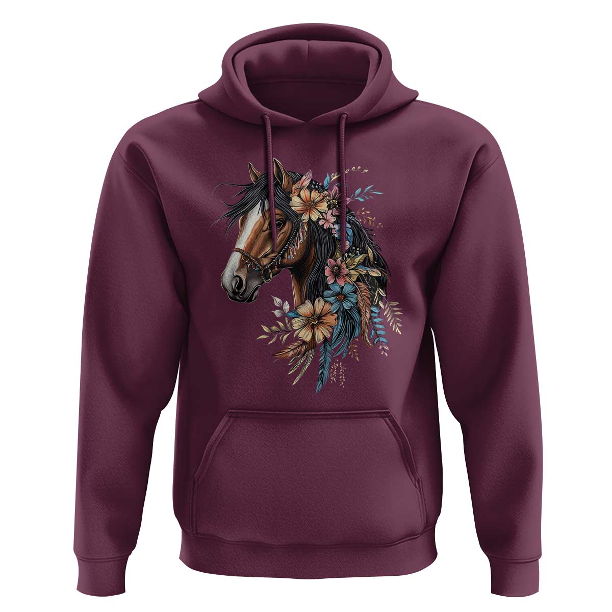 Floral Wild Horse Country Horse Riding Hoodie