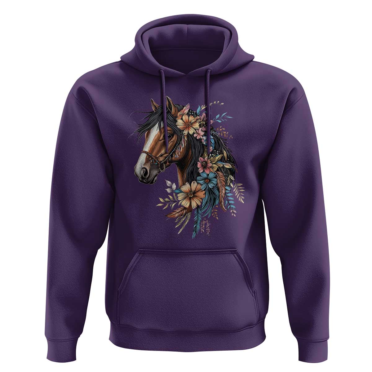 Floral Wild Horse Country Horse Riding Hoodie