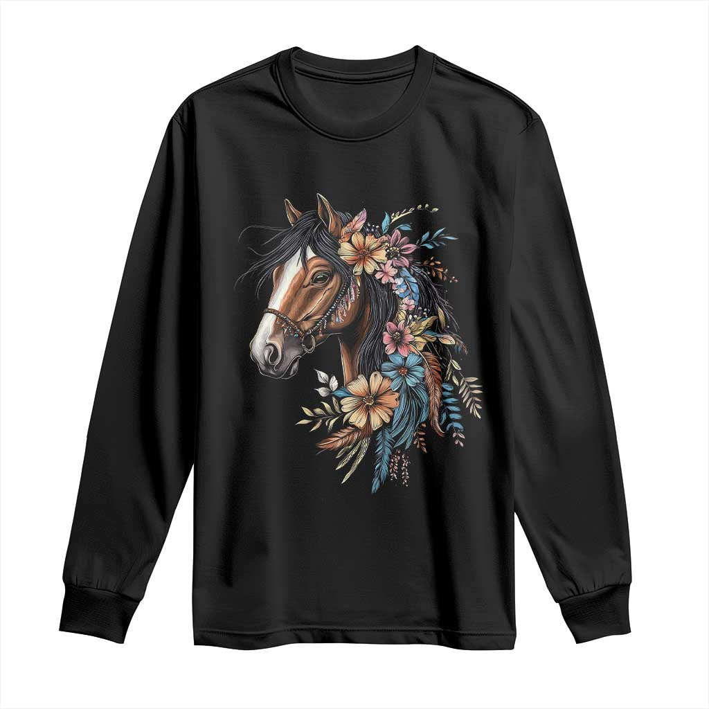 Floral Wild Horse Country Horse Riding Long Sleeve Shirt